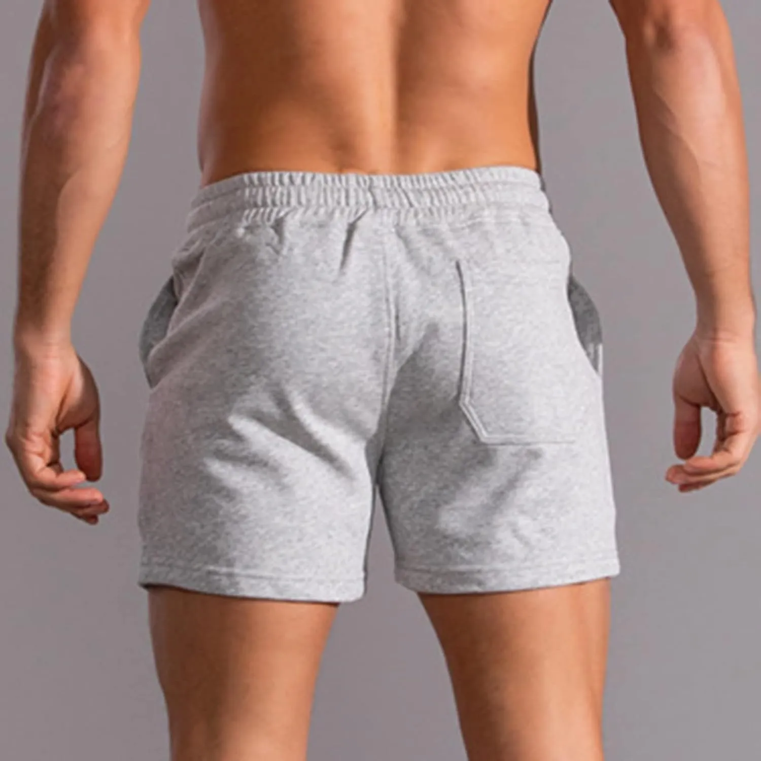 Mens Cotton Shorts Workout Gym Jogger Sweat Shorts Training Casual Shorts Drawstring Lounge Shorts with Pockets