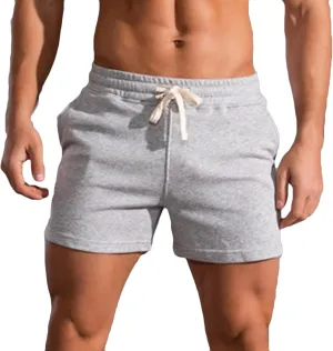 Mens Cotton Shorts Workout Gym Jogger Sweat Shorts Training Casual Shorts Drawstring Lounge Shorts with Pockets