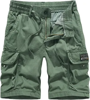 Men's Cotton Twill Cargo Shorts Outdoor Wear Lightweight Camo Cargo Shorts for Men Cargo Shorts Elastic Waist Cargo Trousers