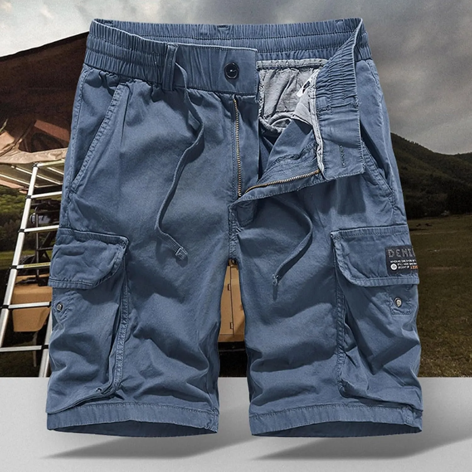 Men's Cotton Twill Cargo Shorts Outdoor Wear Lightweight Camo Cargo Shorts for Men Cargo Shorts Elastic Waist Cargo Trousers