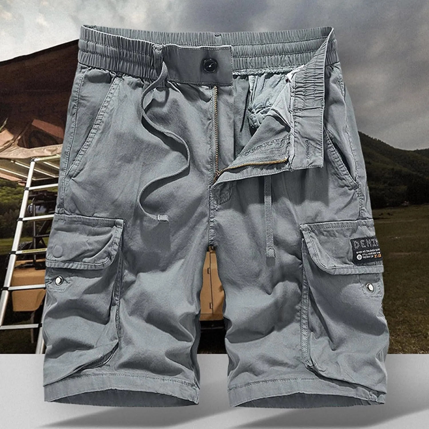 Men's Cotton Twill Cargo Shorts Outdoor Wear Lightweight Camo Cargo Shorts for Men Cargo Shorts Elastic Waist Cargo Trousers