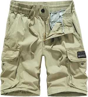 Men's Cotton Twill Cargo Shorts Outdoor Wear Lightweight Camo Cargo Shorts for Men Cargo Shorts Elastic Waist Cargo Trousers