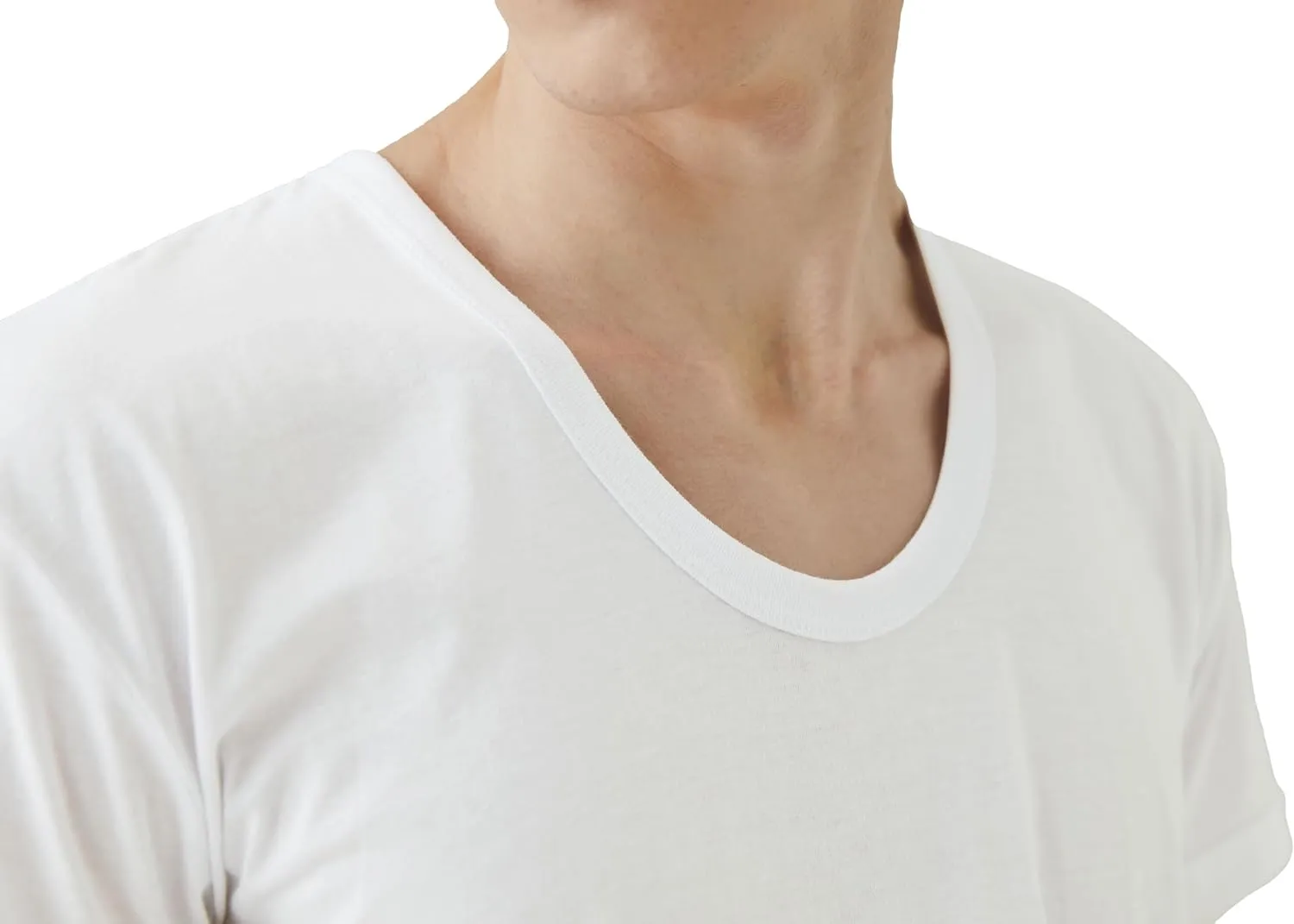 Men's Cotton U-Neck T-Shirts 5 Pack (White)