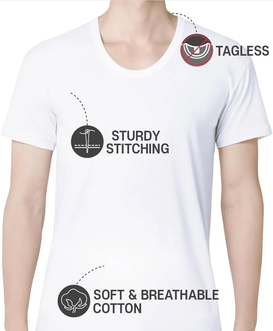 Men's Cotton U-Neck T-Shirts 5 Pack (White)