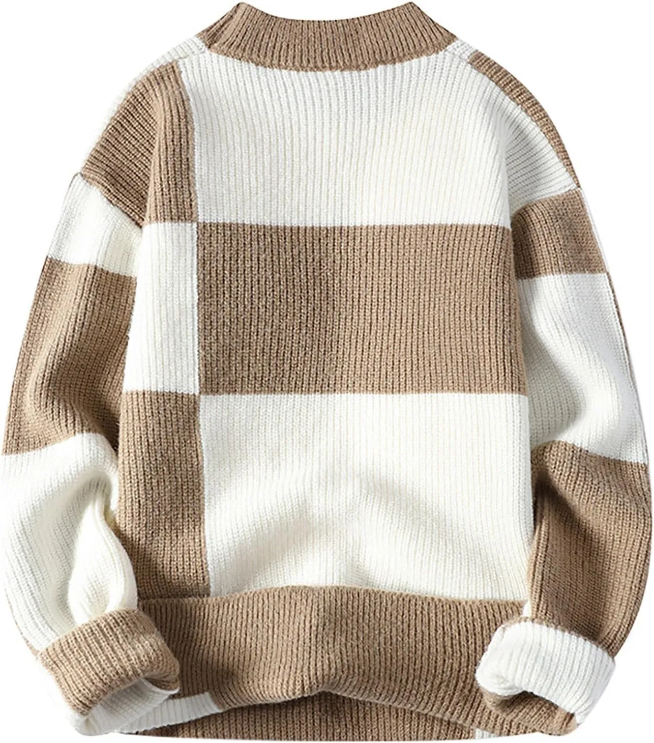 Mens Crew Neck Sweaters Long Sleeve Fashion Knitted Crewneck Striped Pullover Sweater Soft Sweater Mens