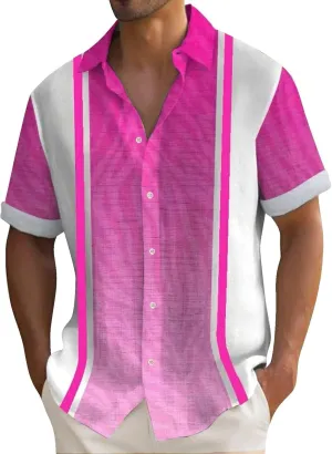 Men's Cuban Guayabera Shirts 1950s Big & Tall Short Sleeve Button Down Summer Beach Hippie Shirt Trendy Wedding Blouse