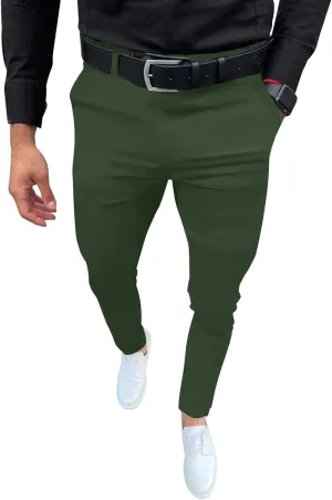 Mens Fashion Slim Fit Dress Pants Casual Business Skinny Stretch Pants Golf Pants