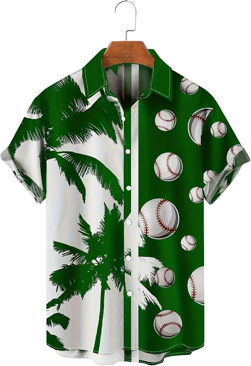Men's Hawaiian Shirts Summer Fashion Coconut Tree Print Bowling Shirt Thin Breathable Tropical Hipster Beach Aloha Tee