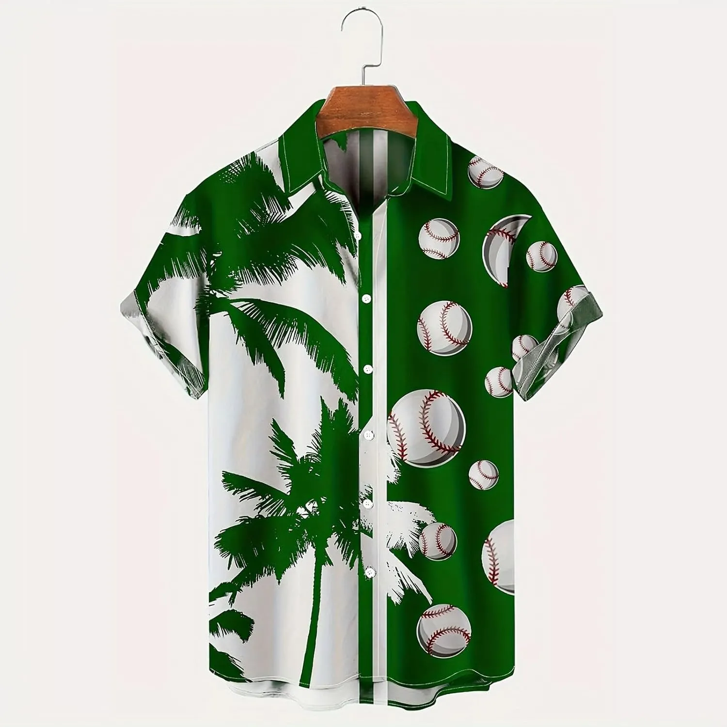 Men's Hawaiian Shirts Summer Fashion Coconut Tree Print Bowling Shirt Thin Breathable Tropical Hipster Beach Aloha Tee