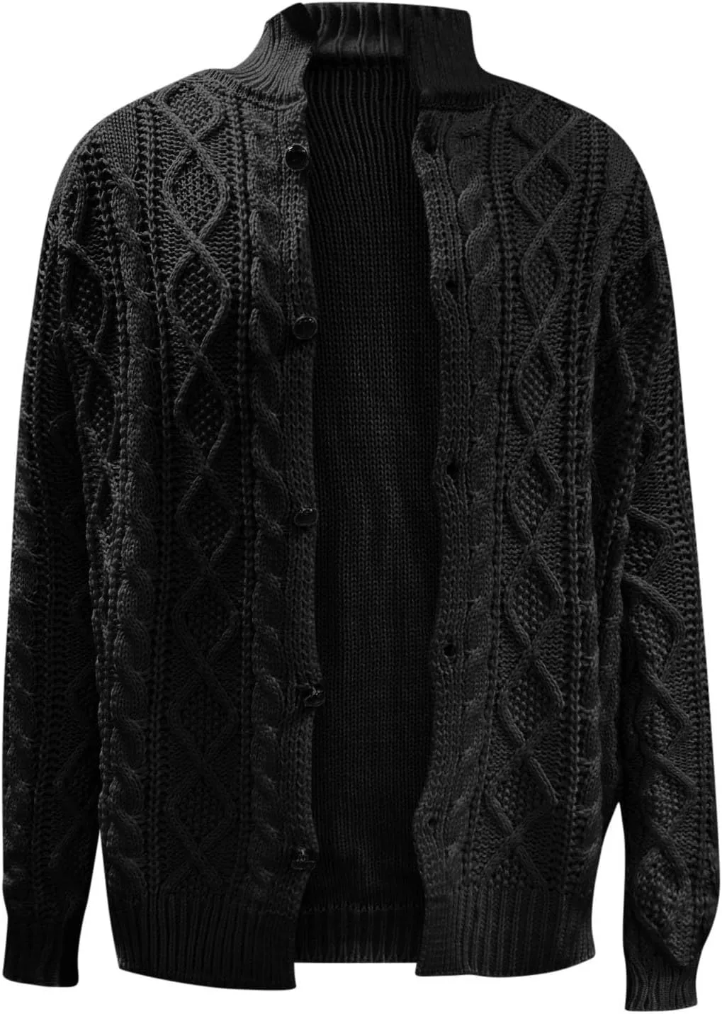 Men's Knitwear Ugly Sweater Coat Fashion Chunky Knit Button Down Stand Collar Long Sleeves Cardigan Jacket Tops