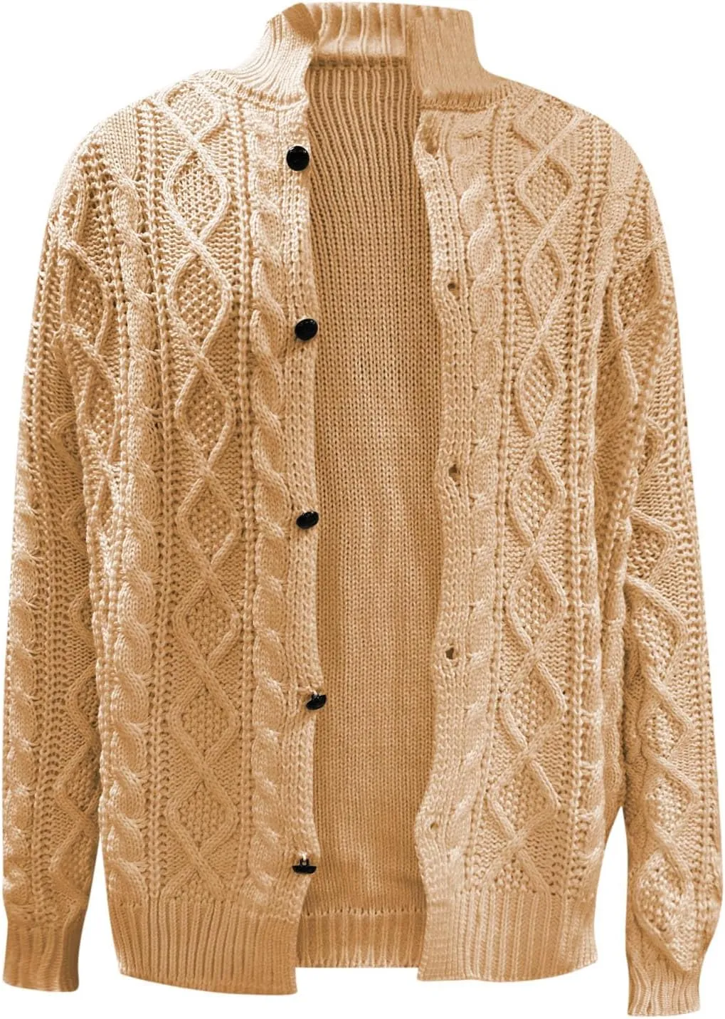 Men's Knitwear Ugly Sweater Coat Fashion Chunky Knit Button Down Stand Collar Long Sleeves Cardigan Jacket Tops