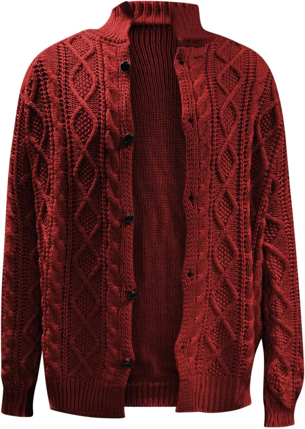 Men's Knitwear Ugly Sweater Coat Fashion Chunky Knit Button Down Stand Collar Long Sleeves Cardigan Jacket Tops