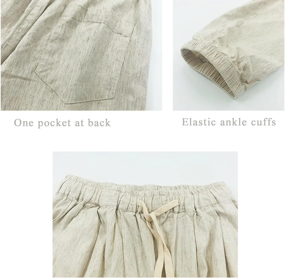 Men’s Linen Relaxed Jogger Pants - Lightweight Business Casual Drawstring Pants Elastic Waist & Pockets