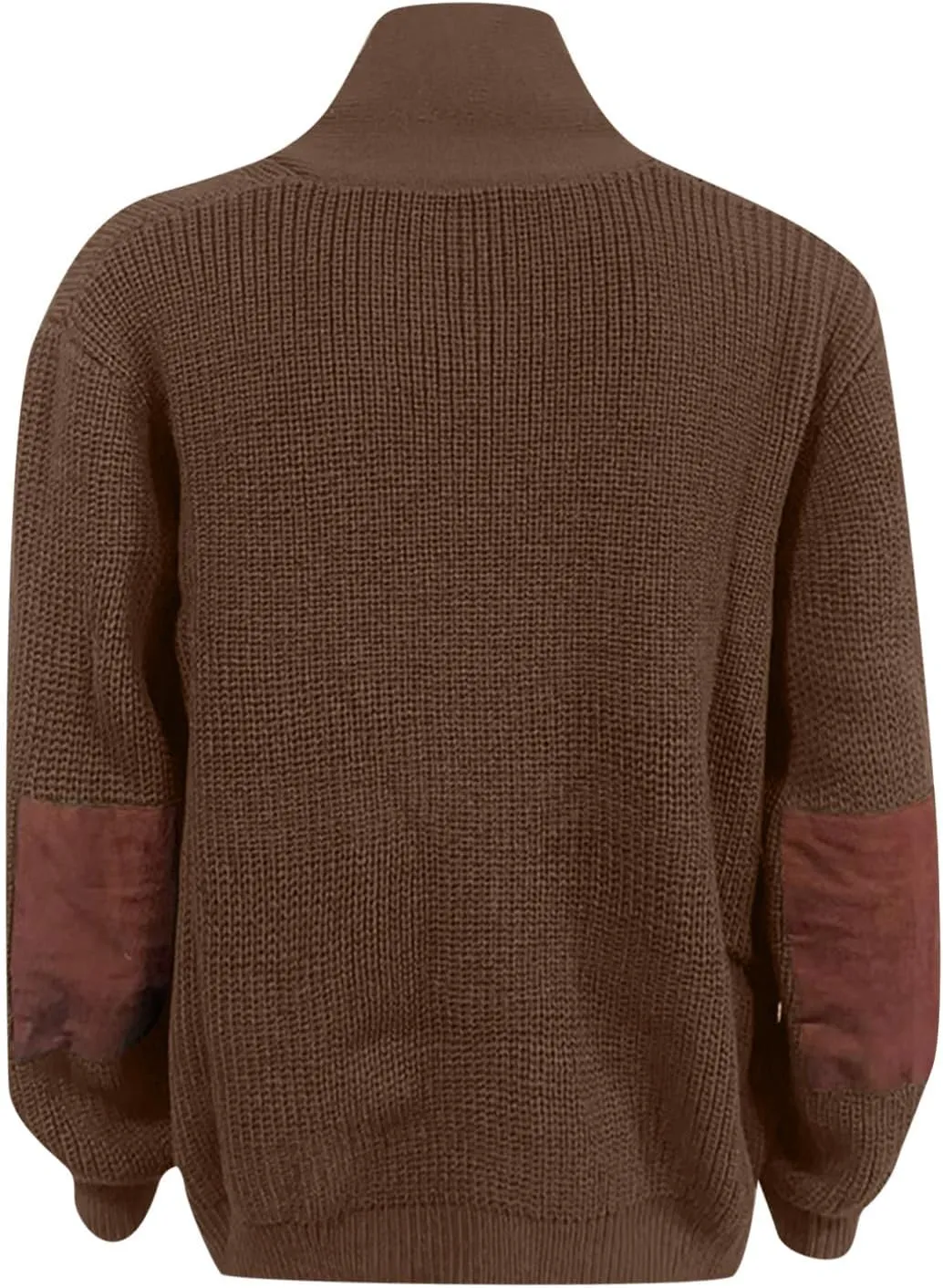 Mens Long Sleeve Lapel Collar Cardigan Sweaters Button Down Cable Knitted Sweater Casual Suede Patchwork Sweater Coat