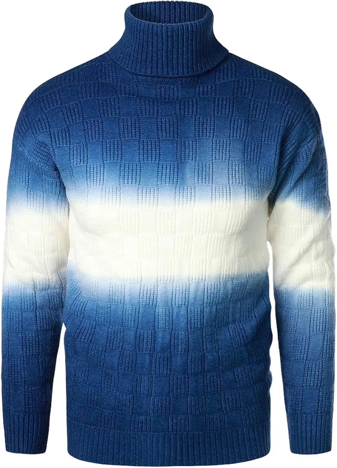Mens Long Sleeve Sweaters Autumn and Winter Fashion Casual Knitted Wool Turtleneck Mens Pullover Sweater with Pocket
