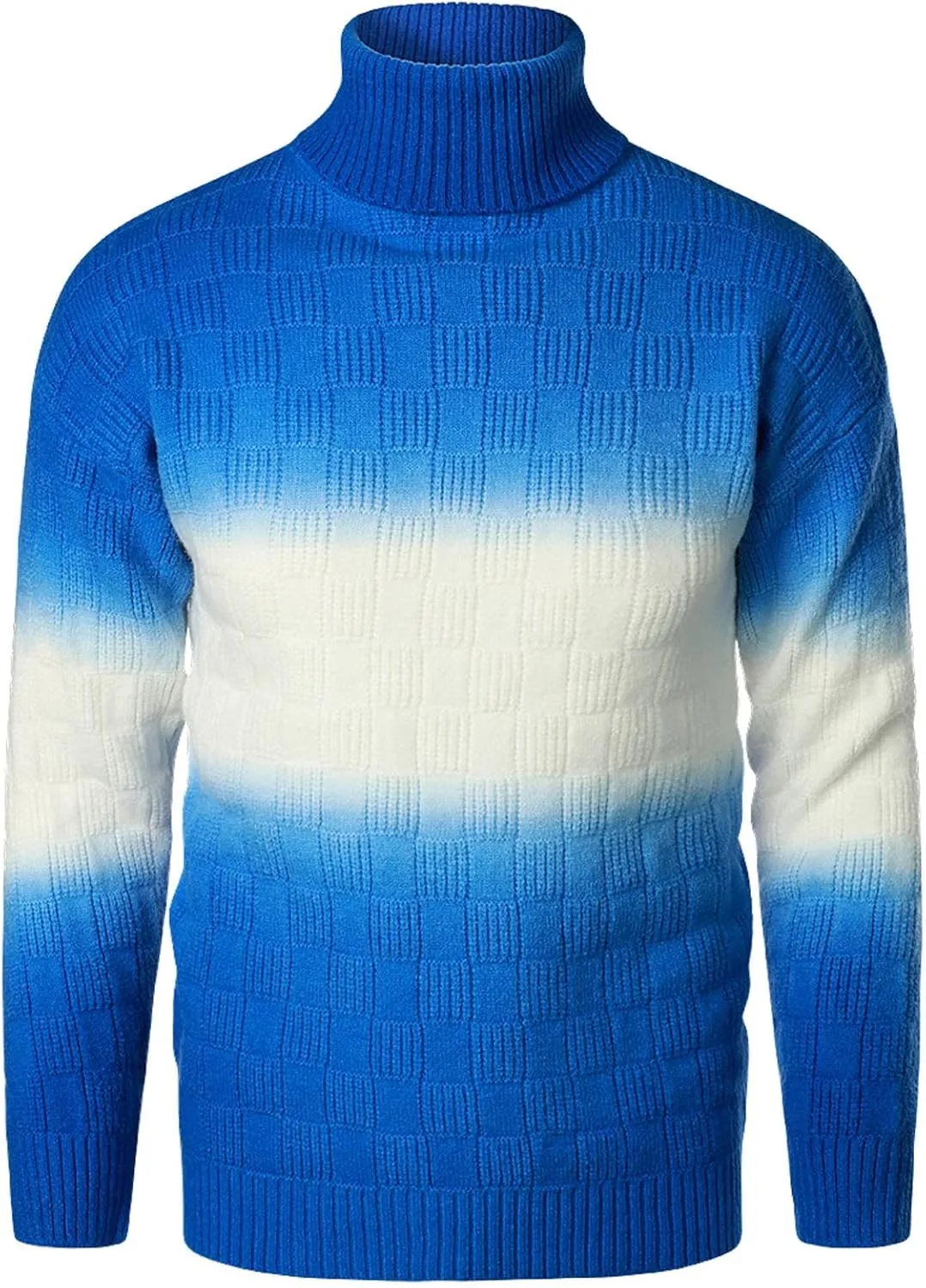 Mens Long Sleeve Sweaters Autumn and Winter Fashion Casual Knitted Wool Turtleneck Mens Pullover Sweater with Pocket