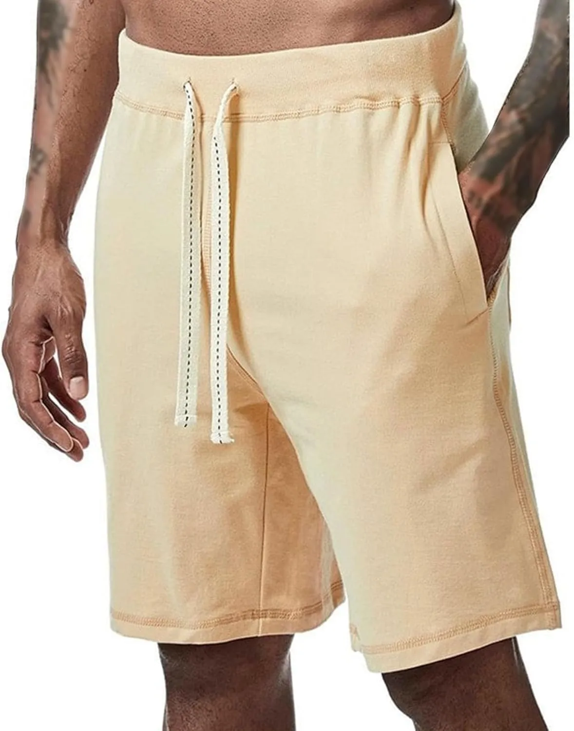 Mens Lounge Shorts Sports Cotton Sweat Drawstring Shorts with Pockets
