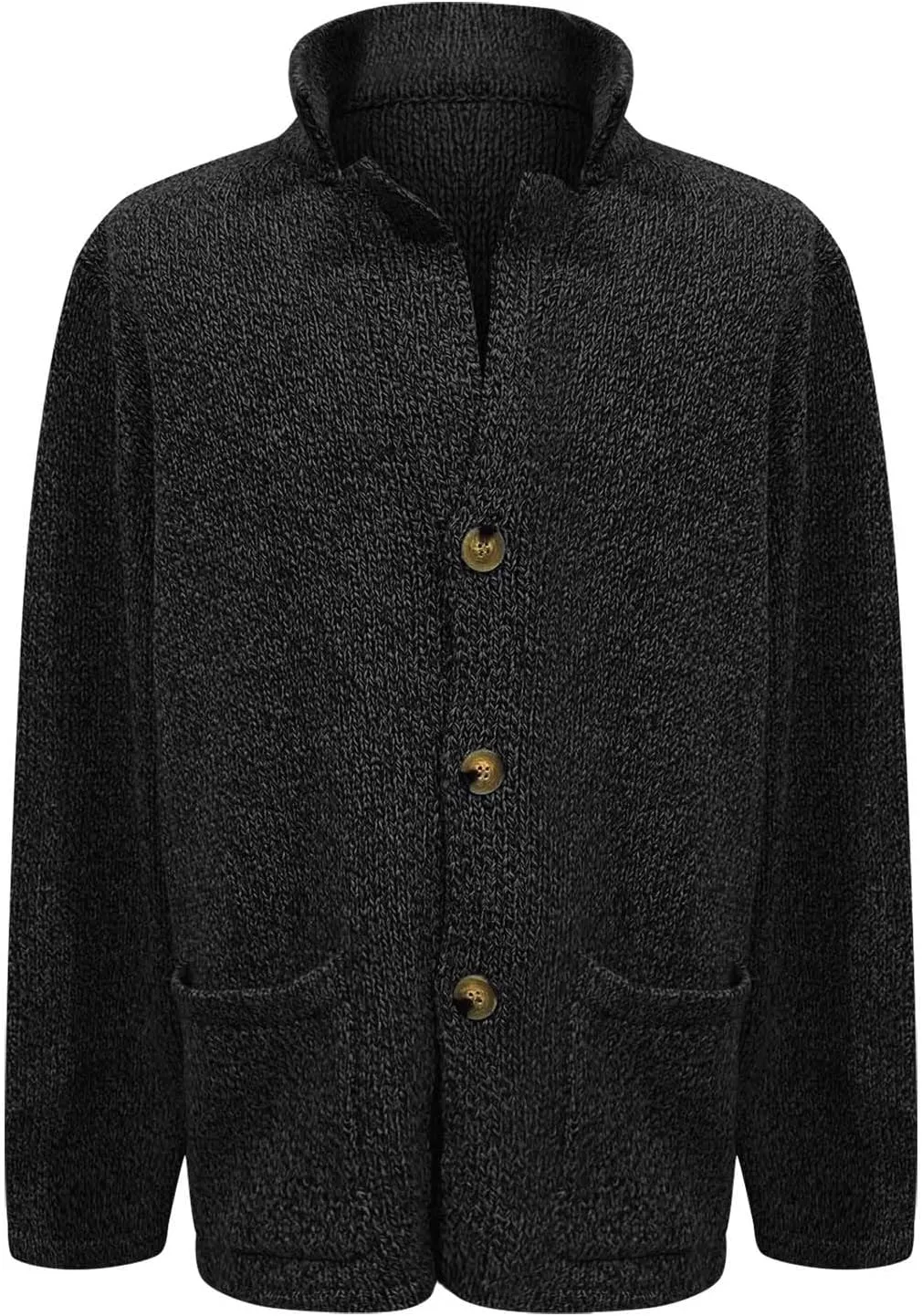 Men's Open Front Lightweight Stand Collar Cardigan Casual Button Down Knit Cardigan Sweaters Wool Blend Jacket Coat