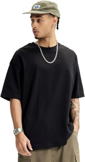 Men's Oversized Cotton T Shirt Baggy Tee Casual Crew Neck Short Sleeve Loose Summer Basic Tops