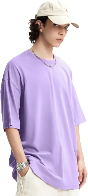 Men's Oversized Cotton T Shirt Baggy Tee Casual Crew Neck Short Sleeve Loose Summer Basic Tops