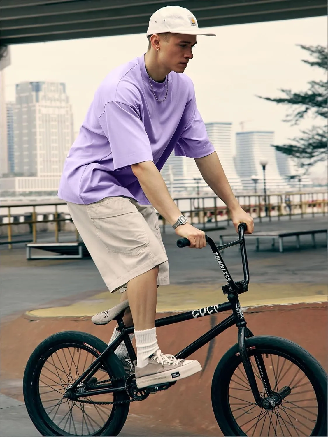 Men's Oversized Cotton T Shirt Baggy Tee Casual Crew Neck Short Sleeve Loose Summer Basic Tops
