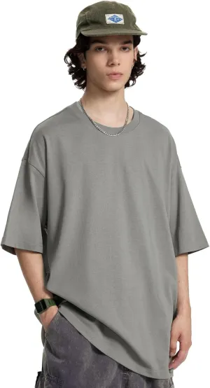 Men's Oversized Cotton T Shirt Baggy Tee Casual Crew Neck Short Sleeve Loose Summer Basic Tops