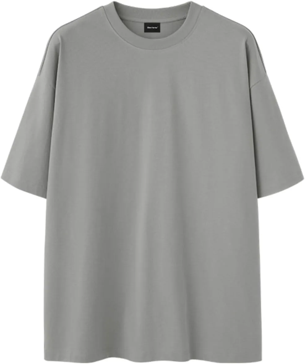 Men's Oversized Cotton T Shirt Baggy Tee Casual Crew Neck Short Sleeve Loose Summer Basic Tops