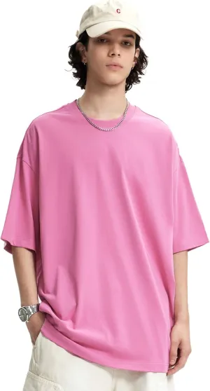 Men's Oversized Cotton T Shirt Baggy Tee Casual Crew Neck Short Sleeve Loose Summer Basic Tops