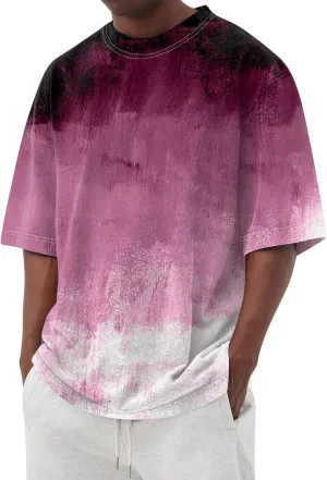 Mens Oversized Tie Dye T-Shirt Summer Casual Stylish Gradient Tee Shirts Short Sleeve Crew Neck Loose Fit Tops