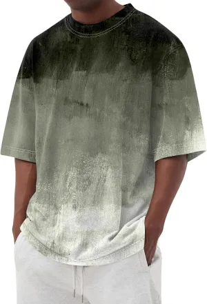 Mens Oversized Tie Dye T-Shirt Summer Casual Stylish Gradient Tee Shirts Short Sleeve Crew Neck Loose Fit Tops