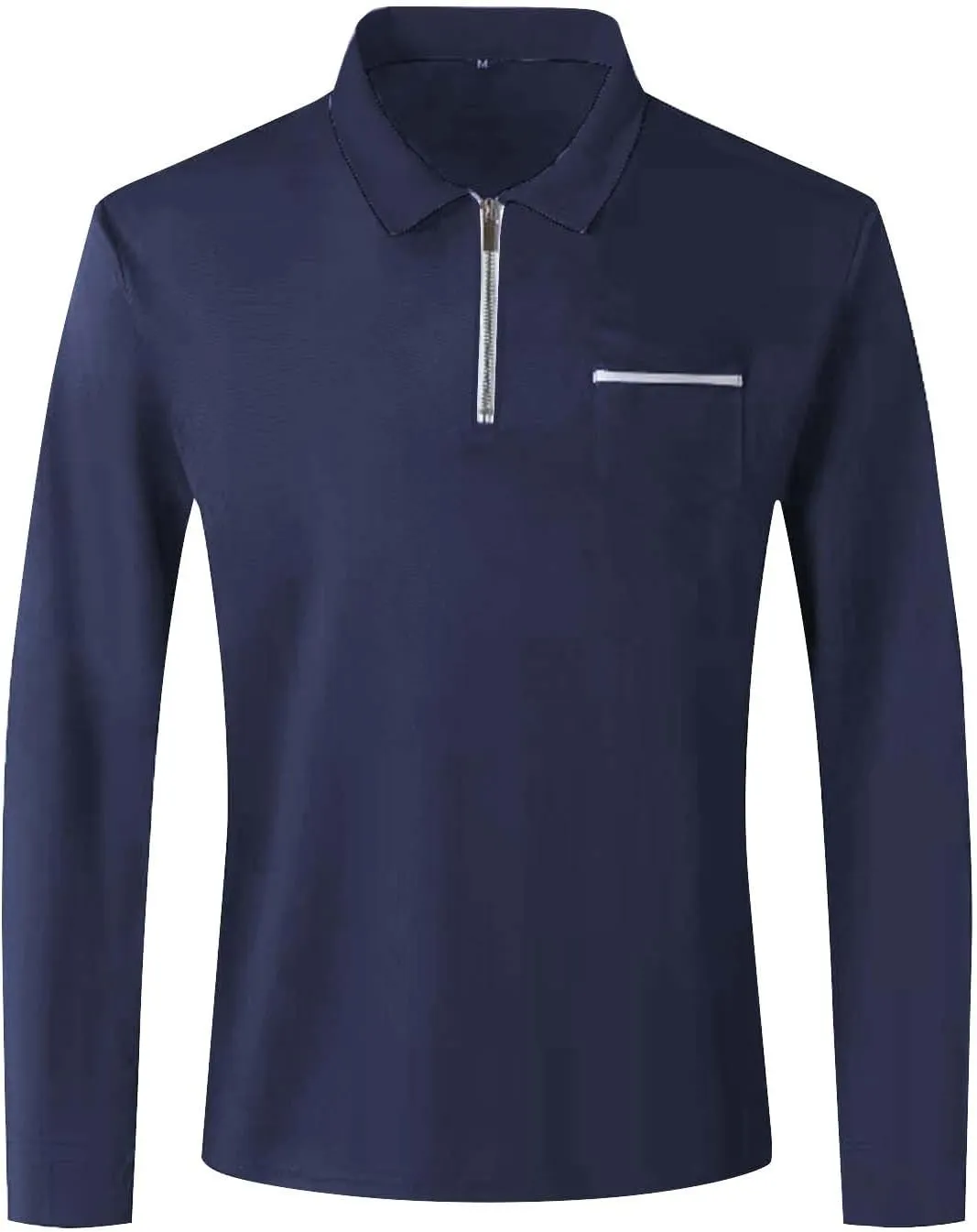 Men's Polo Shirts Zipper Shirts Casual Knit Long Sleeve T Shirt Classic Fit Tops With Pocket Gift, S-3XL