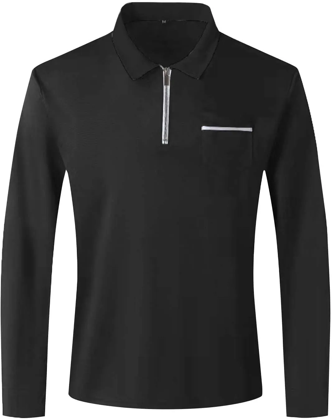 Men's Polo Shirts Zipper Shirts Casual Knit Long Sleeve T Shirt Classic Fit Tops With Pocket Gift, S-3XL