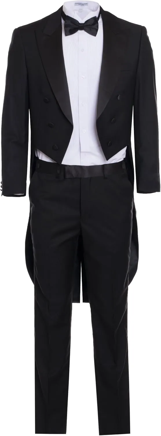 Men's Premium Slim Fit Italian Design Black Tail Tuxedo
