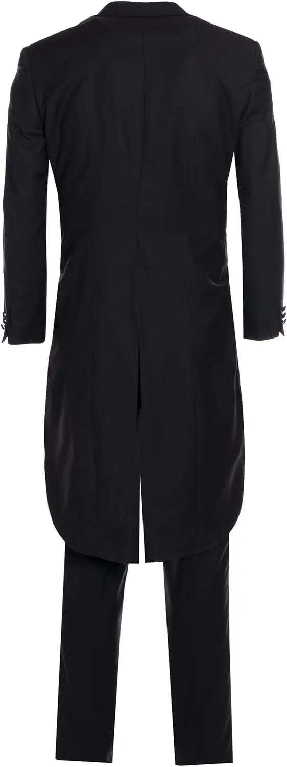 Men's Premium Slim Fit Italian Design Black Tail Tuxedo