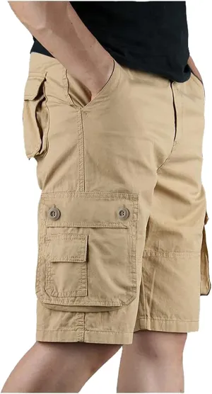 Mens Resort Wear 2025 Cargo Shorts Elastic Waist Hiking Work Shorts Outdoor Golf Jogger Running Shorts Zipper Pockets