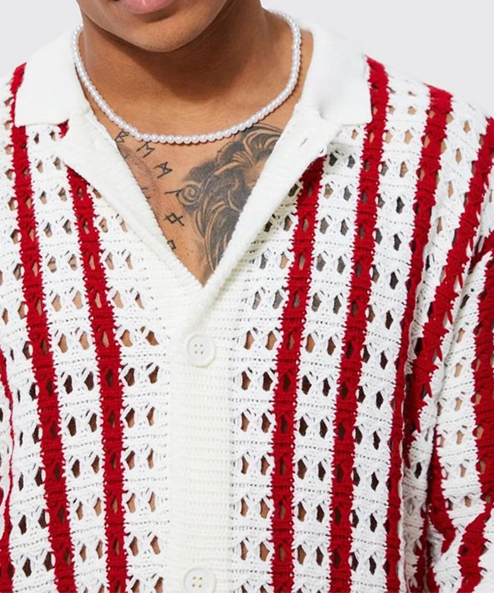 Mens Shawl Cardigan Lapel Casual Button Down Long Sleeve Wool Blend Knit Jacquard Sweaters