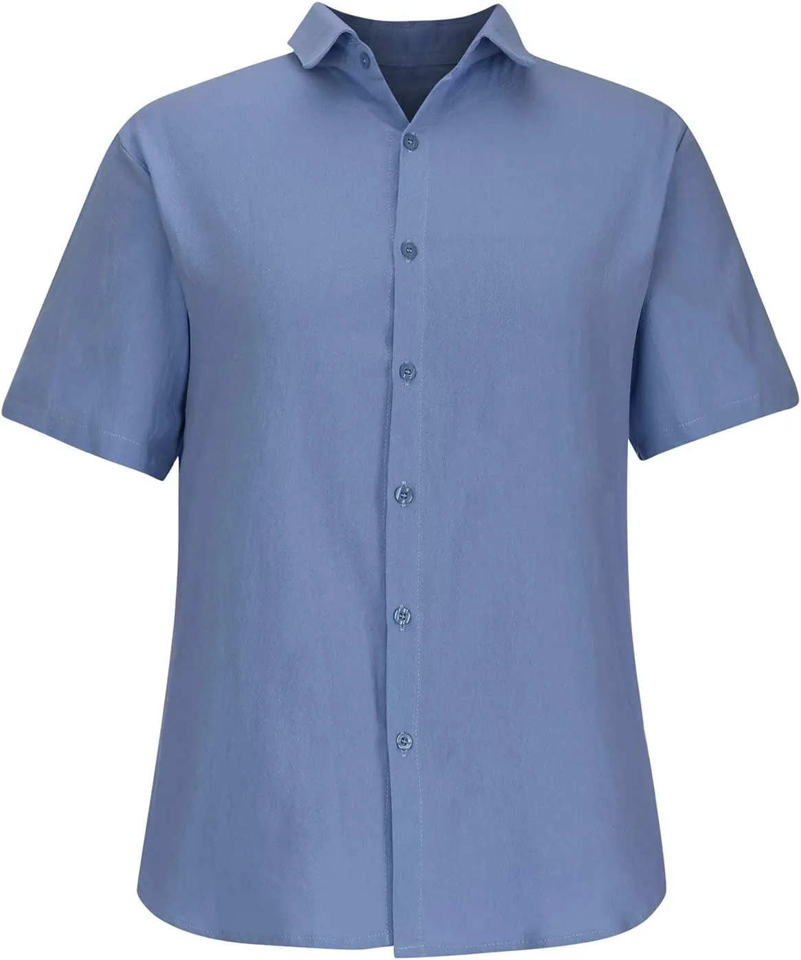 Mens Shirts Casual Stylish Summer Button Up Short Sleeve Cotton Linen Shirt Regular-Fit Solid Vacation Beach Tee Top