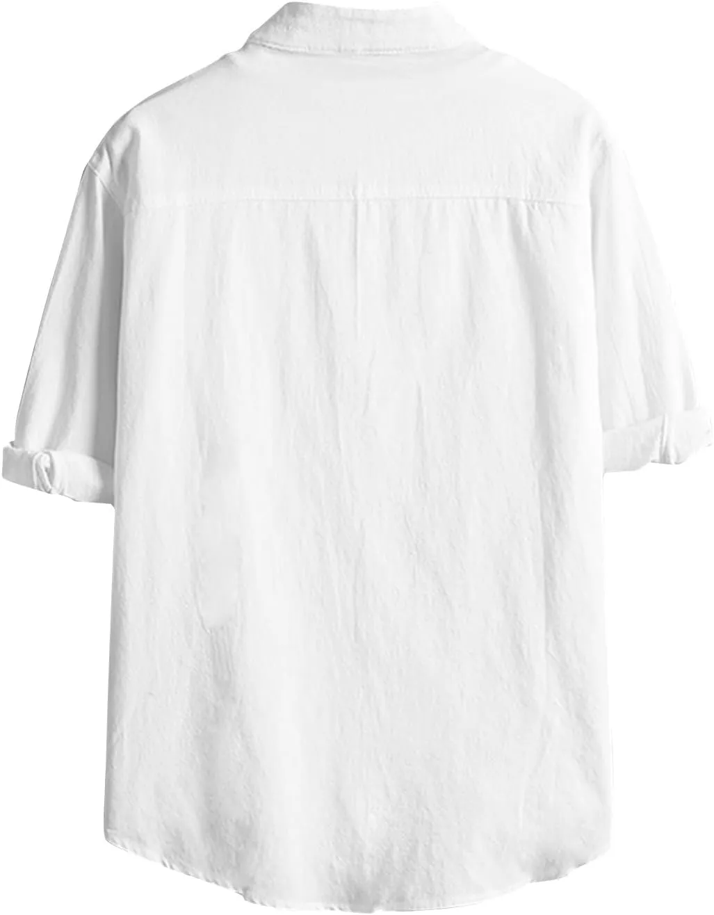 Mens Shirts,3/4 Sleeve Cotton Linen Shirts Japanese Style Casual Stand Collar Button Down T Shirts Pocket Tops