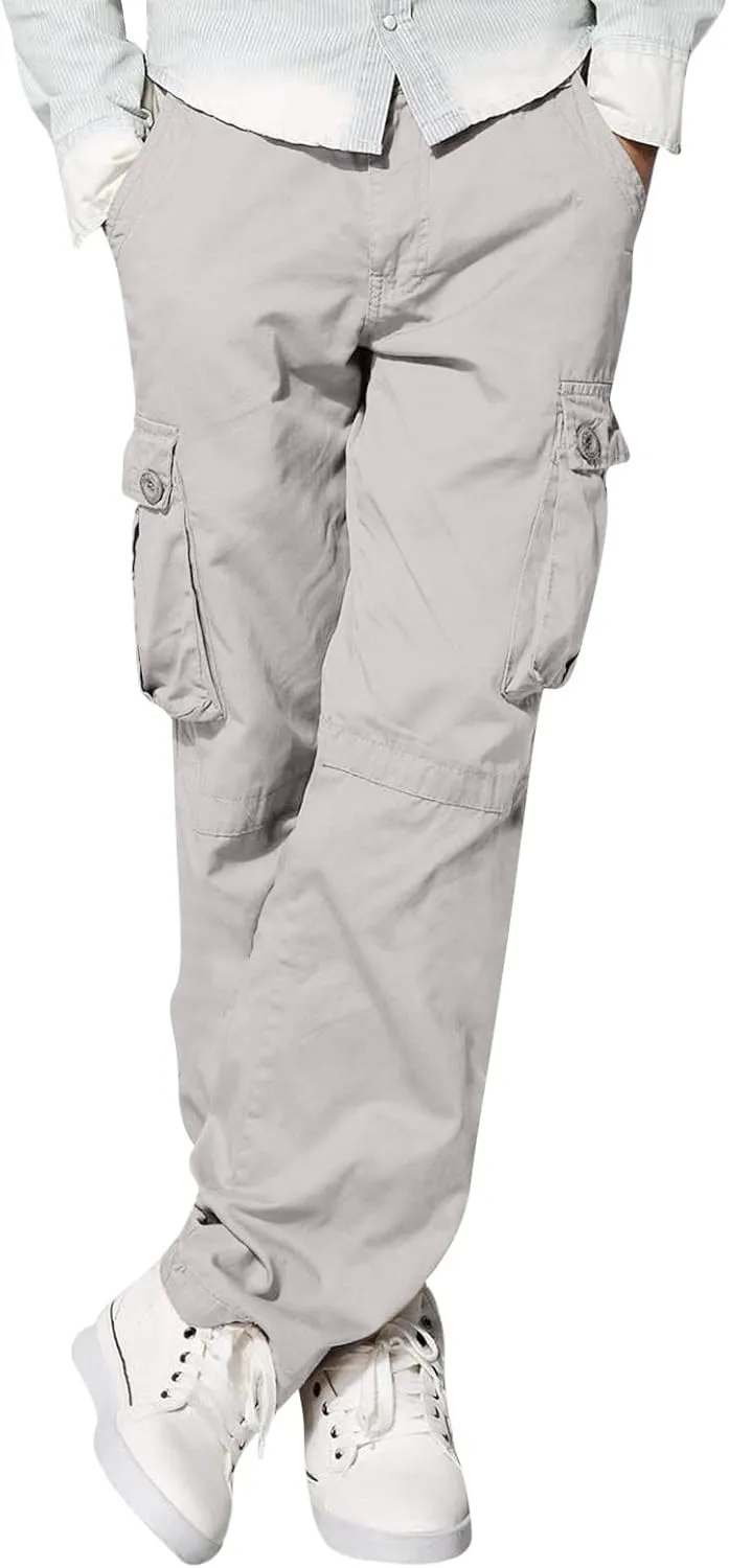 Men's Street Sports Cargo Pants Multi-Pocket Straight Leg Zipper Sports Dance Hip Hop Workwear Trousers Casual Gym Home Pants