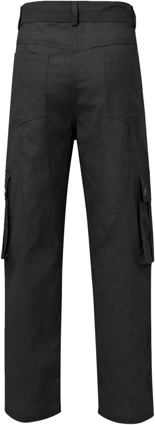 Men's Street Sports Cargo Pants Multi-Pocket Straight Leg Zipper Sports Dance Hip Hop Workwear Trousers Casual Gym Home Pants