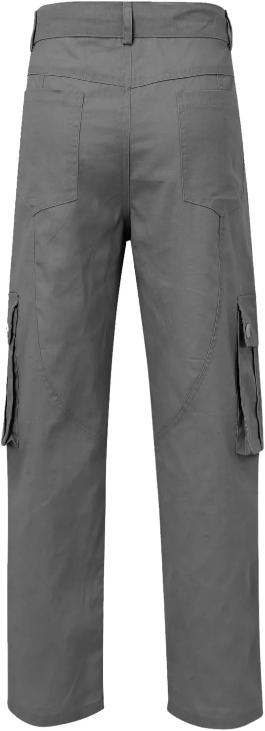 Men's Street Sports Cargo Pants Multi-Pocket Straight Leg Zipper Sports Dance Hip Hop Workwear Trousers Casual Gym Home Pants