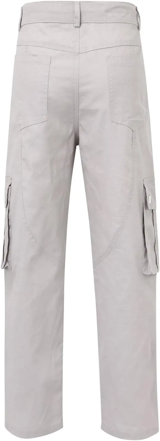 Men's Street Sports Cargo Pants Multi-Pocket Straight Leg Zipper Sports Dance Hip Hop Workwear Trousers Casual Gym Home Pants