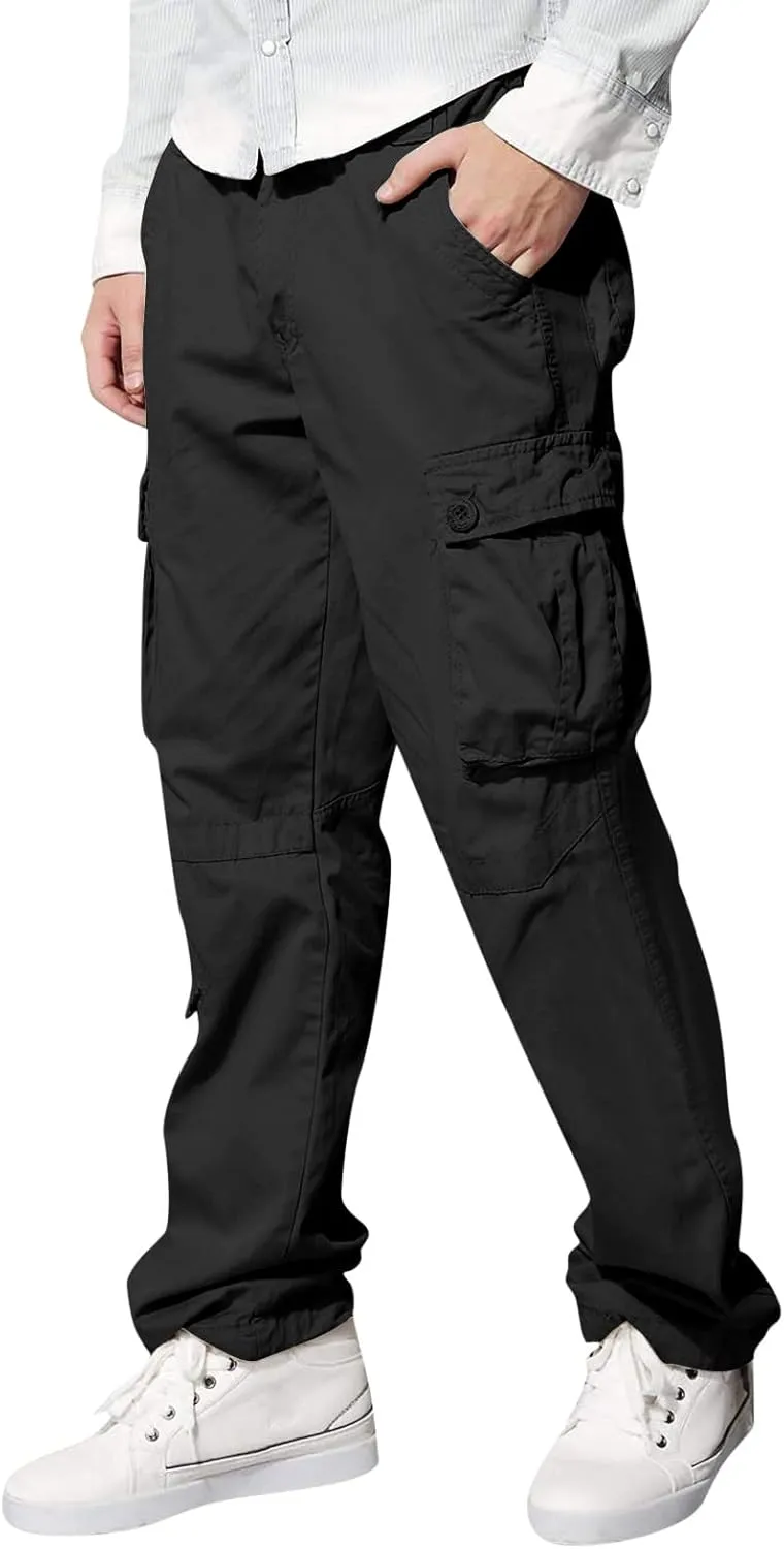 Men's Street Sports Cargo Pants Multi-Pocket Straight Leg Zipper Sports Dance Hip Hop Workwear Trousers Casual Gym Home Pants