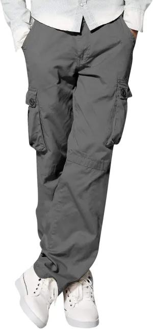 Men's Street Sports Cargo Pants Multi-Pocket Straight Leg Zipper Sports Dance Hip Hop Workwear Trousers Casual Gym Home Pants