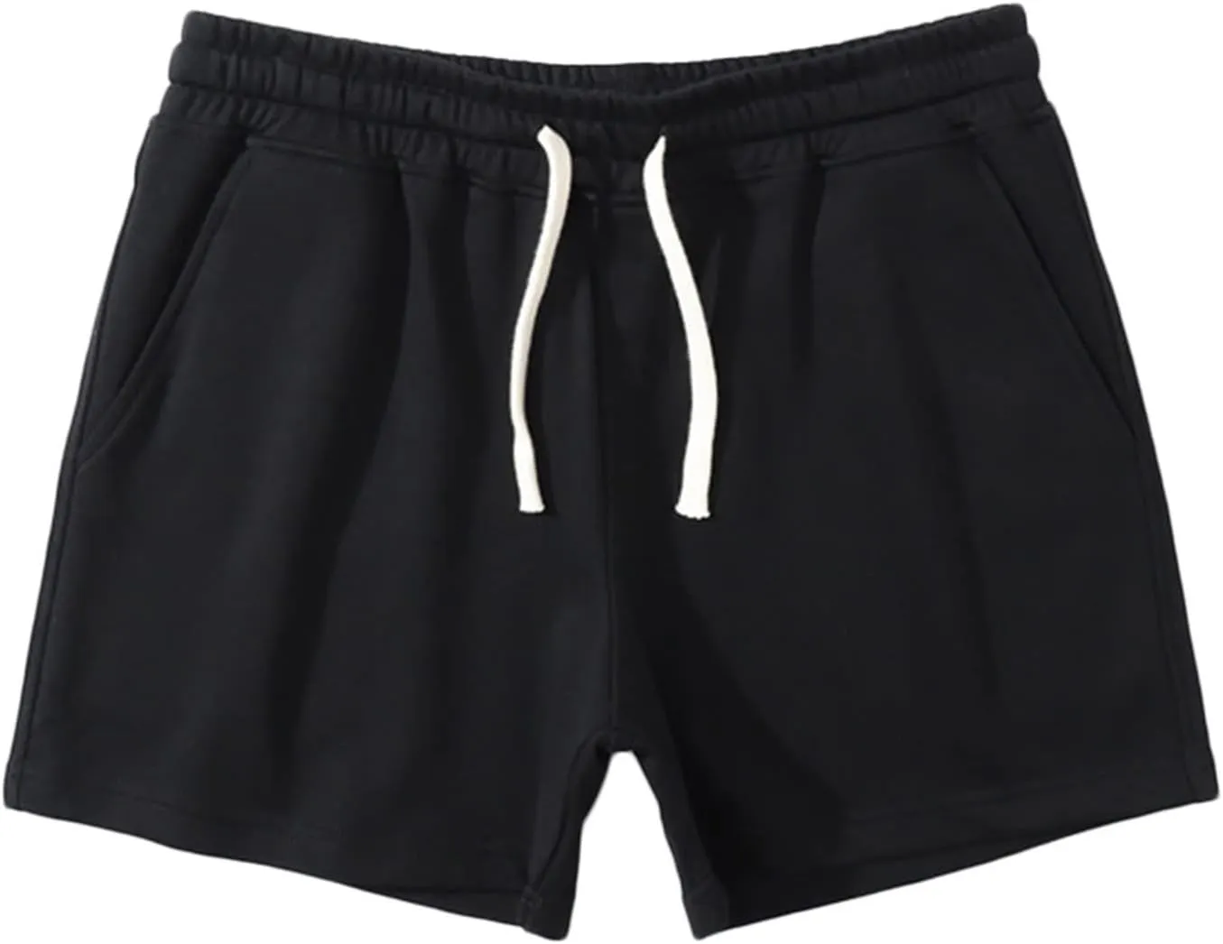 Mens Summer Athletic Sweat Shorts Solid Cotton Three-Point Sports Shorts Elastic Mid-Waist Drawstring Shorts