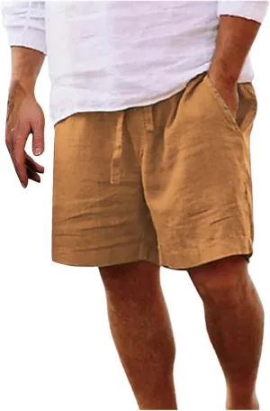 Mens Summer Linen Elastic Shorts Shorts Beach Shorts Casual Cotton Linen Shorts Mens Summer Linen Elastic Shorts