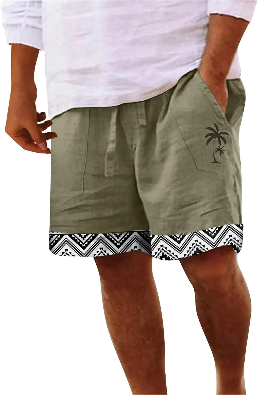 Mens Summer Linen Elastic Shorts Shorts Beach Shorts Casual Cotton Linen Shorts Mens Summer Linen Elastic Shorts