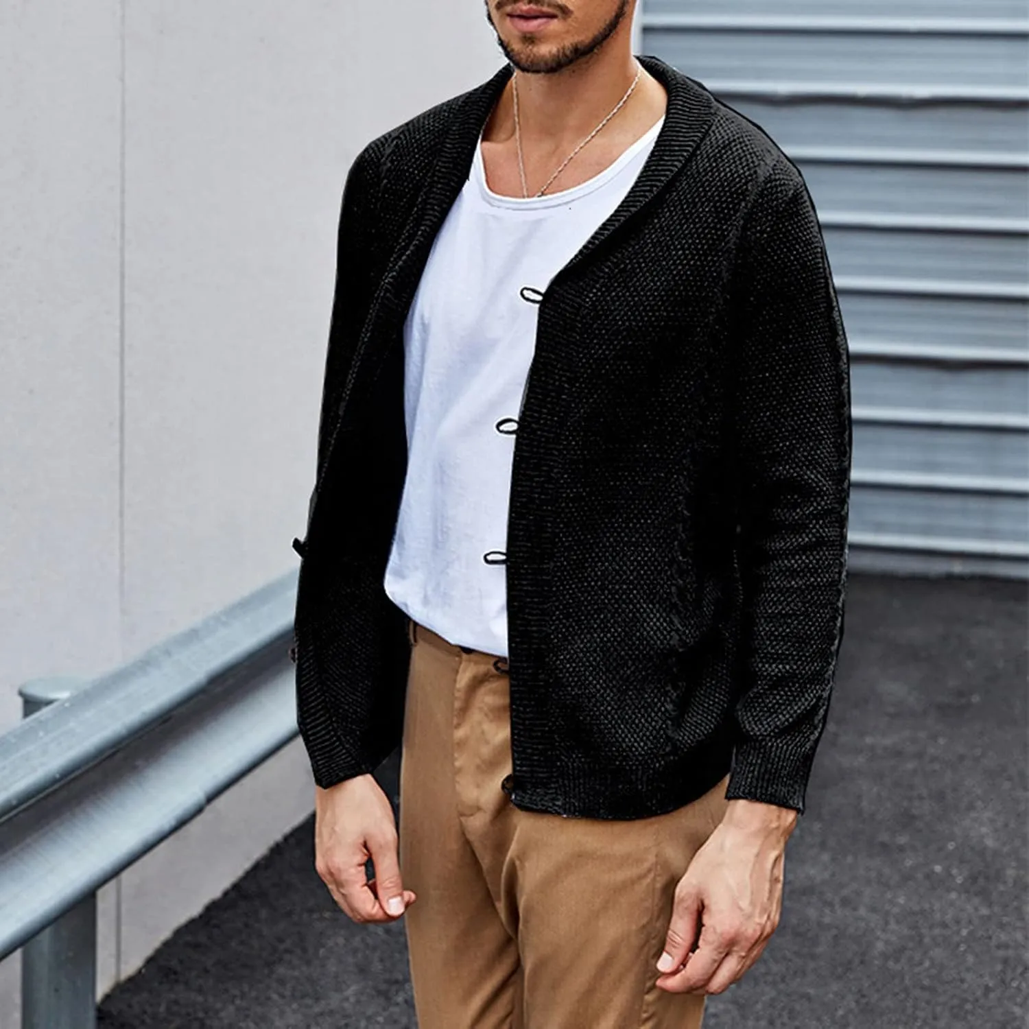 Mens Sweater Men's Lightweight Cardigan Sweater Single-Breasted V-Neck Knitted Cardigans Jacket