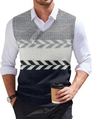 Men's Sweater Vest Wool Blend V-Neck Button Sleeveless Cardigan Vest Sweater Slim Fit Tops