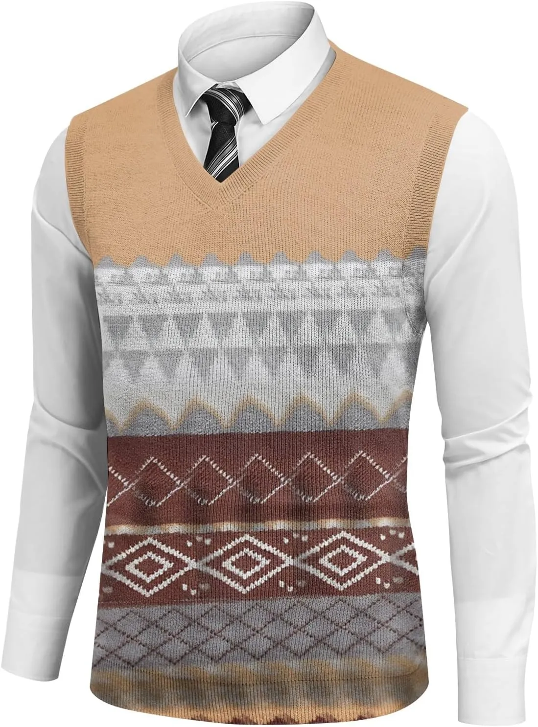 Men's Sweater Vest Wool Blend V-Neck Button Sleeveless Cardigan Vest Sweater Slim Fit Tops